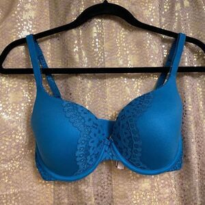 Victorias Secret Body By Victoria Perfect Shape Blue Lace Bra, 34D